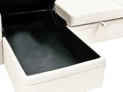 Divano letto angolare 3 posti NASSJO Lino sintetico Marrone chiaro Lato destro