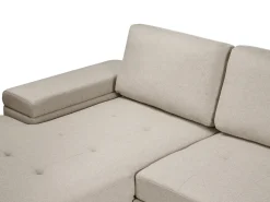 Divano letto angolare 3 posti HRISEY Lino sintetico Beige con contenitore Lato destro