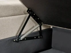 Divano letto angolare 3 posti HRISEY Lino sintetico Beige con contenitore Lato destro