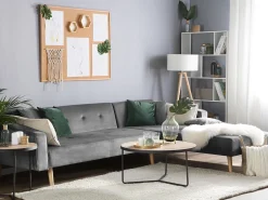 Divano letto angolare 4 posti VADSO Velluto Grigio Lato Sinistro