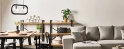 Divano letto angolare 3 posti LUSPA Tessuto Grigio chiaro con contenitore Lato Sinistro
