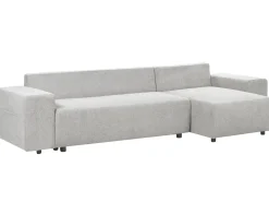 Divano letto angolare 3 posti LUSPA Tessuto Grigio chiaro con contenitore Lato Sinistro