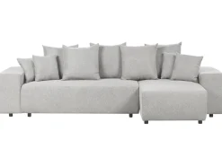 Divano letto angolare 3 posti LUSPA Tessuto Grigio chiaro con contenitore Lato Sinistro