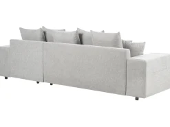 Divano letto angolare 3 posti LUSPA Tessuto Grigio chiaro con contenitore Lato Sinistro