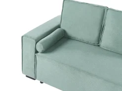 Divano letto angolare 3 posti EDANE Tessuto Verde chiaro con contenitore Lato Sinistro