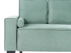 Divano letto angolare 3 posti EDANE Tessuto Verde chiaro con contenitore Lato Sinistro