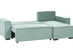 Divano letto angolare 3 posti EDANE Tessuto Verde chiaro con contenitore Lato Sinistro