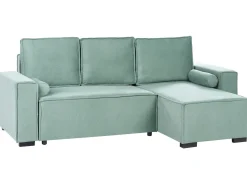 Divano letto angolare 3 posti EDANE Tessuto Verde chiaro con contenitore Lato Sinistro