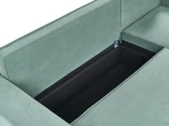 Divano letto angolare 3 posti EDANE Tessuto Verde chiaro con contenitore Lato Sinistro