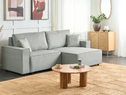 Divano letto angolare 3 posti KARILA Tessuto Grigio con contenitore Lato Sinistro
