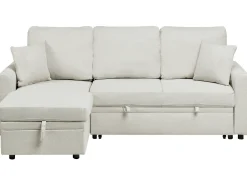 Divano letto angolare 3 posti NASSJO Lino sintetico Beige chiaro Lato destro