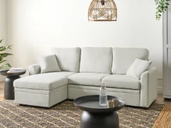 Divano letto angolare 3 posti NASSJO Lino sintetico Beige chiaro Lato destro