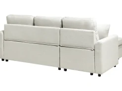 Divano letto angolare 3 posti NASSJO Lino sintetico Beige chiaro Lato destro
