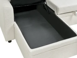 Divano letto angolare 3 posti NASSJO Lino sintetico Beige chiaro Lato destro