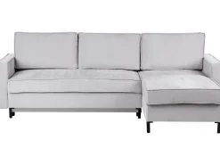 Divano letto angolare 3 posti TEJN Tessuto Grigio chiaro con contenitore Lato Sinistro