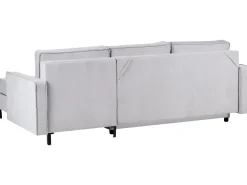 Divano letto angolare 3 posti TEJN Tessuto Grigio chiaro con contenitore Lato Sinistro