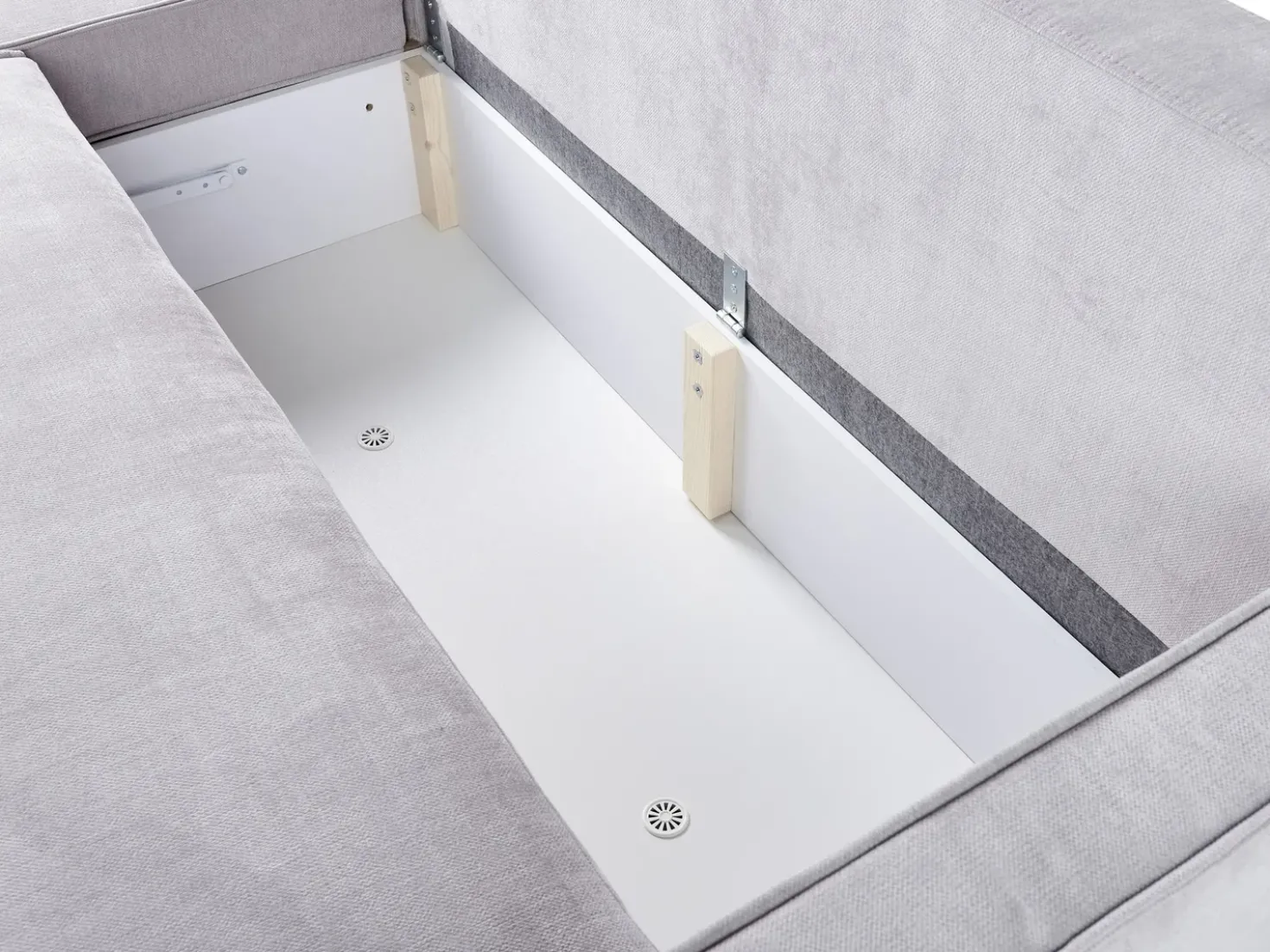 Divano letto angolare 3 posti TEJN Tessuto Grigio chiaro con contenitore Lato Sinistro