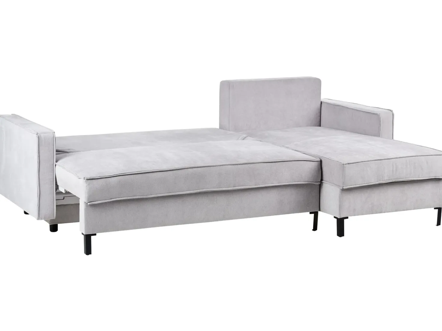 Divano letto angolare 3 posti TEJN Tessuto Grigio chiaro con contenitore Lato Sinistro