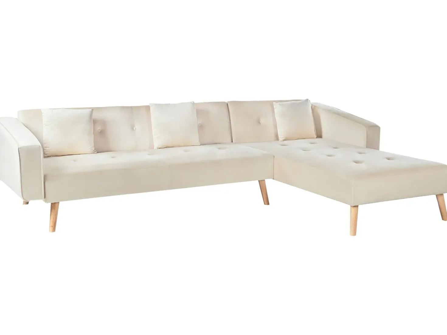 Divano letto angolare 4 posti VADSO Velluto Beige chiaro Lato Sinistro