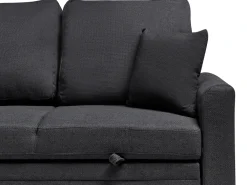 Divano letto angolare 3 posti NASSJO Lino sintetico Nero Lato destro