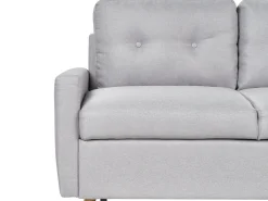 Divano letto angolare 4 posti FLAKK Tessuto Grigio chiaro con contenitore Lato Sinistro