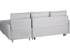 Divano letto angolare 4 posti FLAKK Tessuto Grigio chiaro con contenitore Lato Sinistro