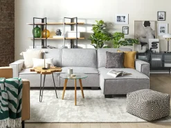 Divano letto angolare 3 posti ROMEDAL Tessuto Grigio chiaro Lato Sinistro
