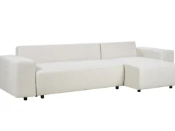 Divano letto angolare 3 posti LUSPA Tessuto Beige chiaro con contenitore Lato Sinistro