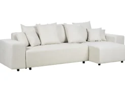 Divano letto angolare 3 posti LUSPA Tessuto Beige chiaro con contenitore Lato Sinistro
