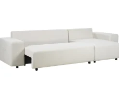 Divano letto angolare 3 posti LUSPA Tessuto Beige chiaro con contenitore Lato Sinistro