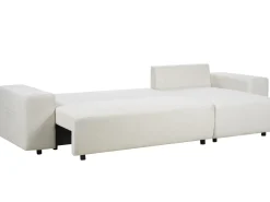 Divano letto angolare 3 posti LUSPA Tessuto Beige chiaro con contenitore Lato Sinistro