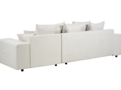 Divano letto angolare 3 posti LUSPA Tessuto Beige chiaro con contenitore Lato Sinistro