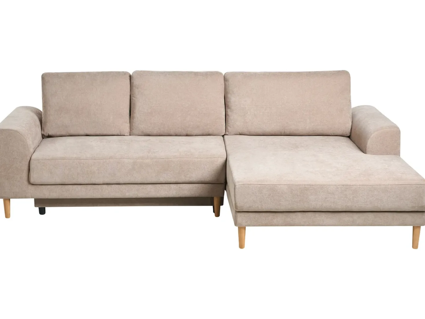 Divano letto angolare 3 posti NUBORG Ciniglia Marrone chiaro Lato Sinistro