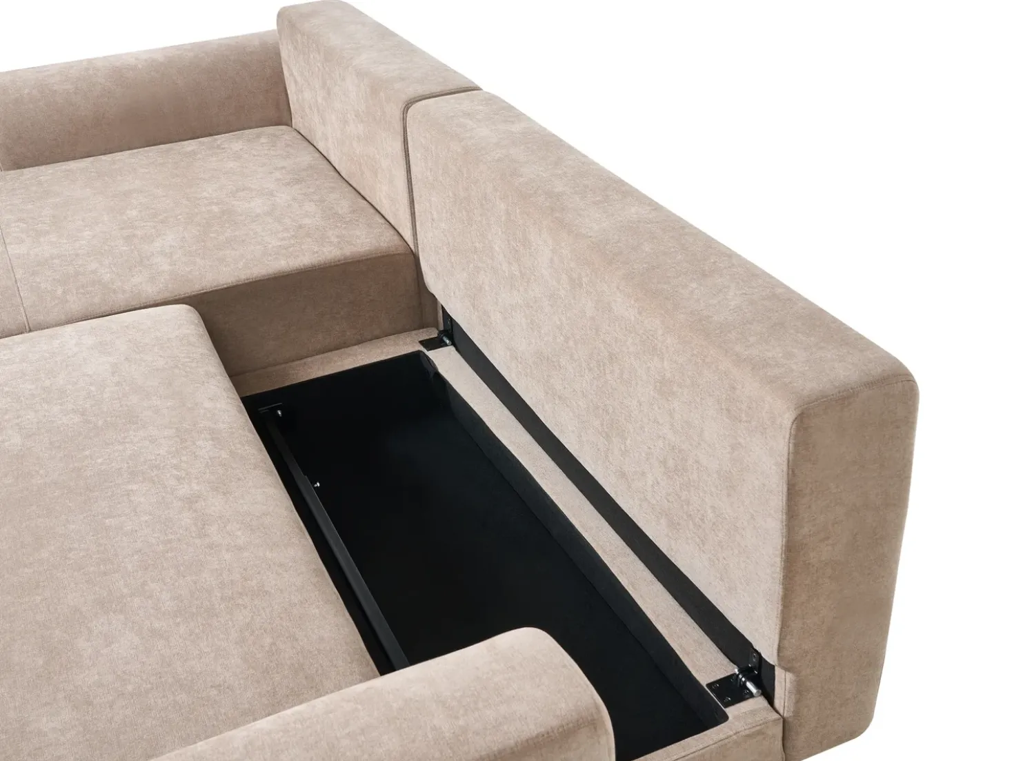 Divano letto angolare 3 posti NUBORG Ciniglia Marrone chiaro Lato Sinistro