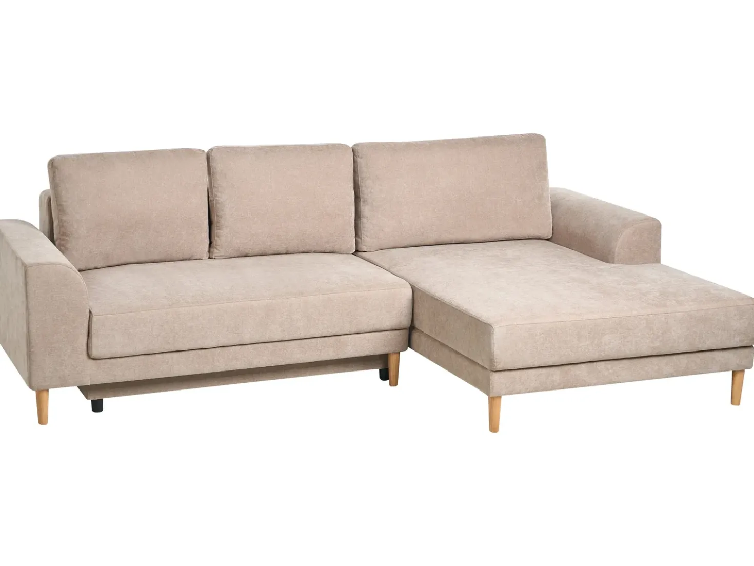 Divano letto angolare 3 posti NUBORG Ciniglia Marrone chiaro Lato Sinistro