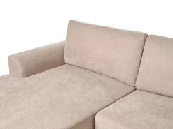 Divano letto angolare 3 posti NUBORG Ciniglia Marrone chiaro Lato Sinistro