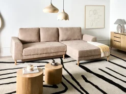 Divano letto angolare 3 posti NUBORG Ciniglia Marrone chiaro Lato Sinistro