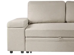 Divano letto angolare 3 posti HRISEY Lino sintetico Beige Lato Sinistro