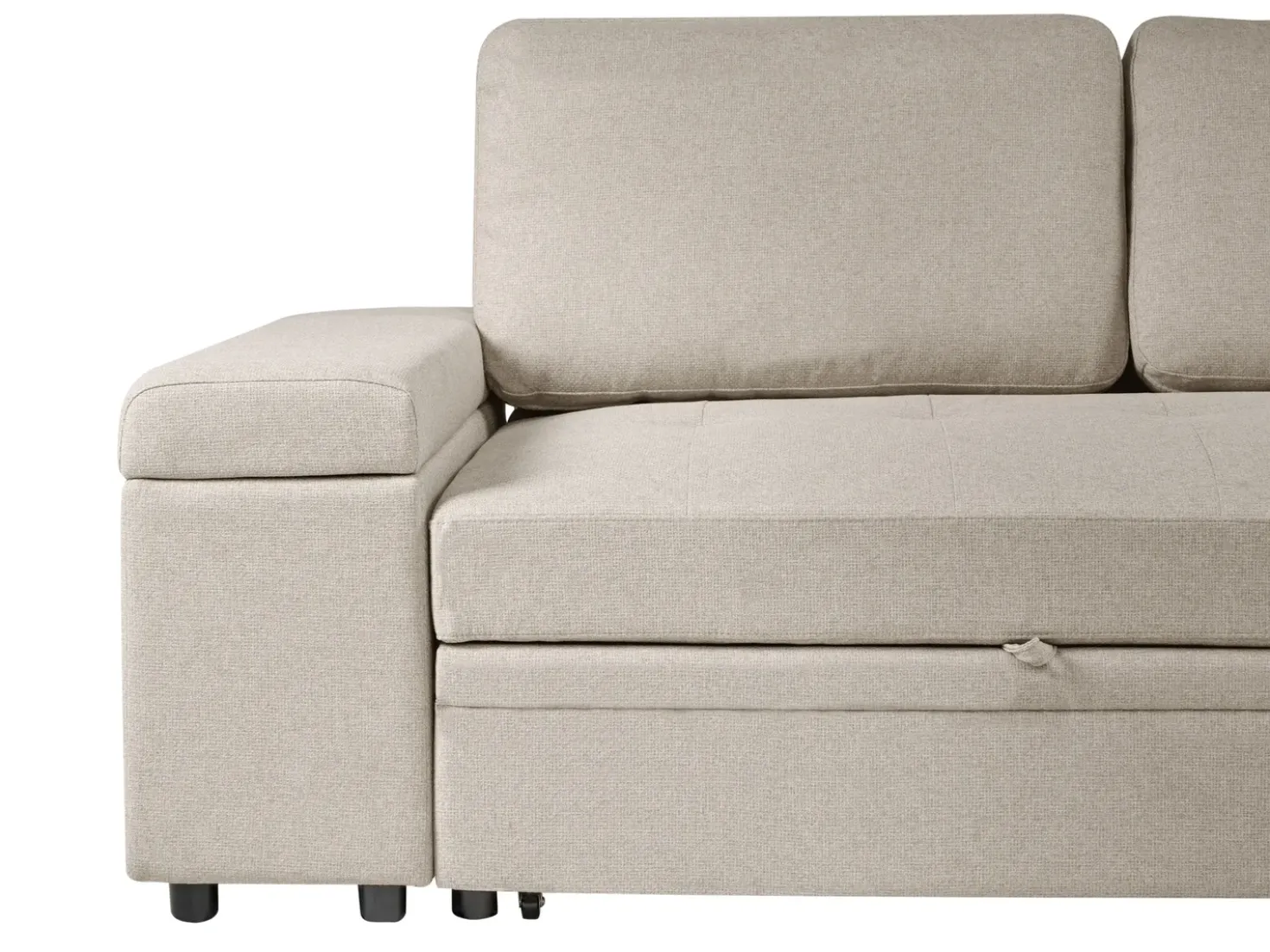 Divano letto angolare 3 posti HRISEY Lino sintetico Beige Lato Sinistro