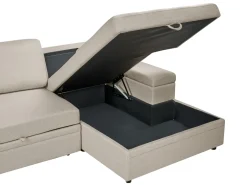 Divano letto angolare 3 posti HRISEY Lino sintetico Beige Lato Sinistro