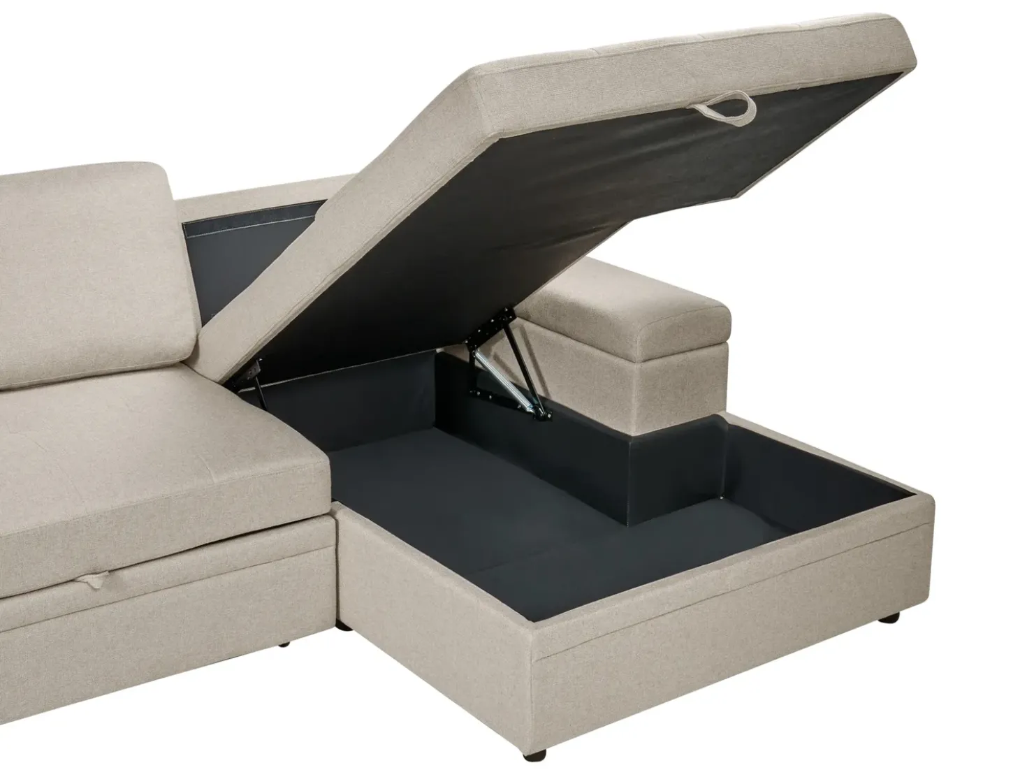 Divano letto angolare 3 posti HRISEY Lino sintetico Beige Lato Sinistro
