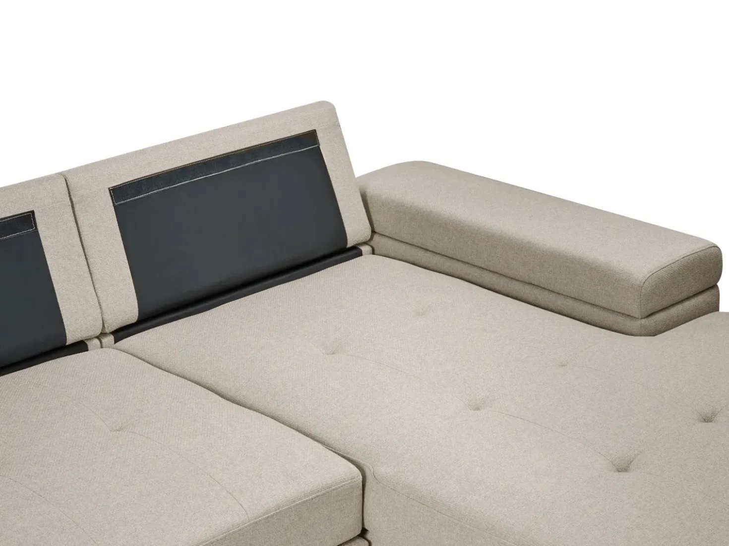 Divano letto angolare 3 posti HRISEY Lino sintetico Beige Lato Sinistro