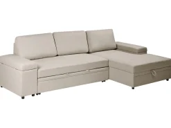 Divano letto angolare 3 posti HRISEY Lino sintetico Beige Lato Sinistro