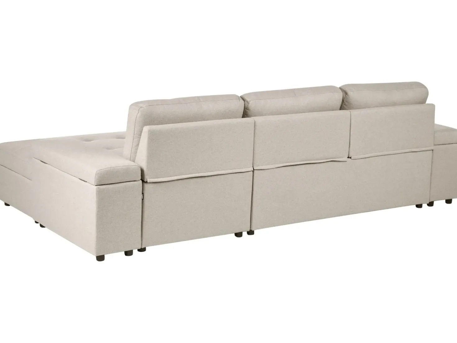 Divano letto angolare 3 posti HRISEY Lino sintetico Beige Lato Sinistro