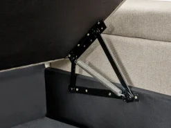 Divano letto angolare 3 posti HRISEY Lino sintetico Beige Lato Sinistro