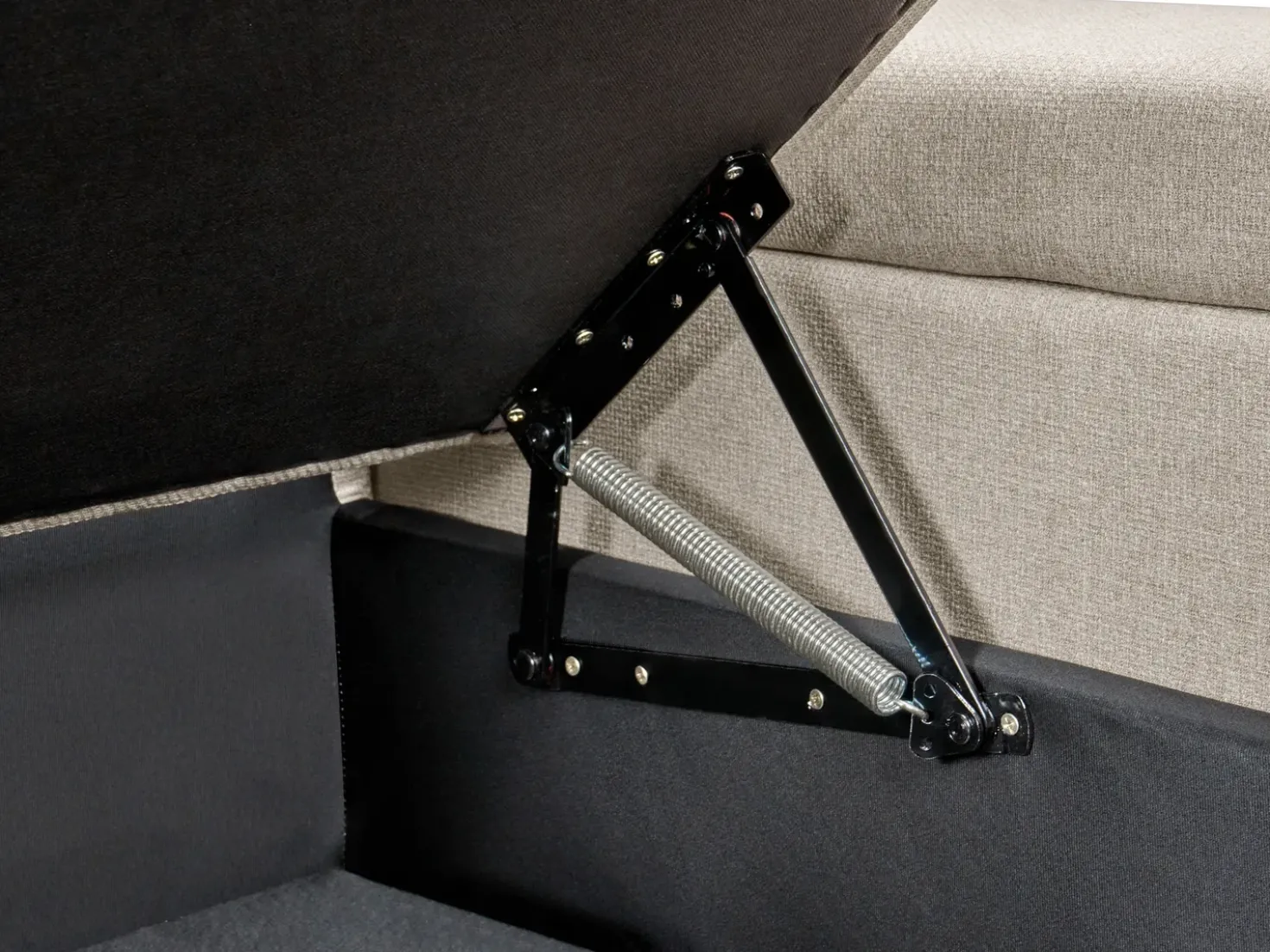 Divano letto angolare 3 posti HRISEY Lino sintetico Beige Lato Sinistro