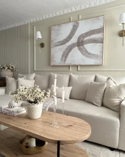 Divano letto angolare 3 posti LUSPA Tessuto Beige chiaro con contenitore Lato destro