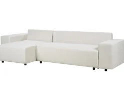Divano letto angolare 3 posti LUSPA Tessuto Beige chiaro con contenitore Lato destro