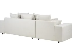 Divano letto angolare 3 posti LUSPA Tessuto Beige chiaro con contenitore Lato destro