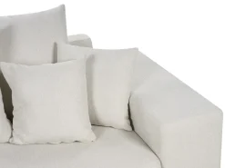 Divano letto angolare 3 posti LUSPA Tessuto Beige chiaro con contenitore Lato destro